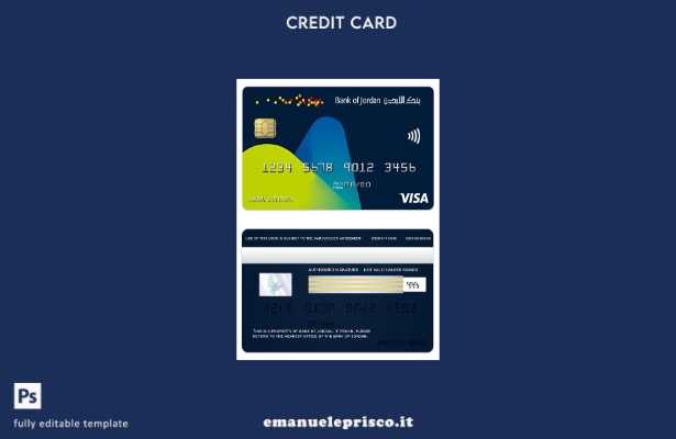 modello di carta classica per visto Jordan Bank of Jordan in stile verificato
